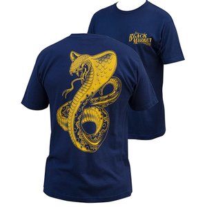 Cobra Navy Blue Yellow Tattoo Art Cotton Tee S-2XL